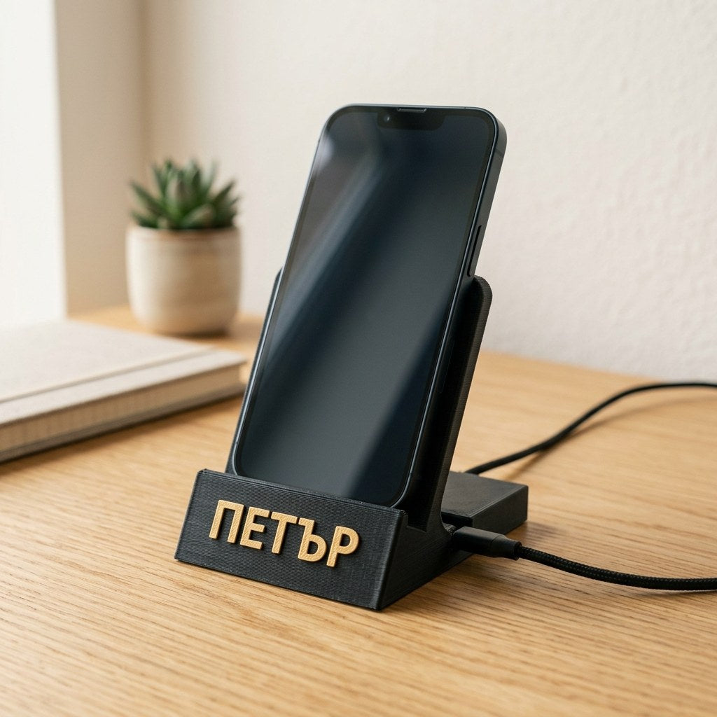 Поставка за телефон с име