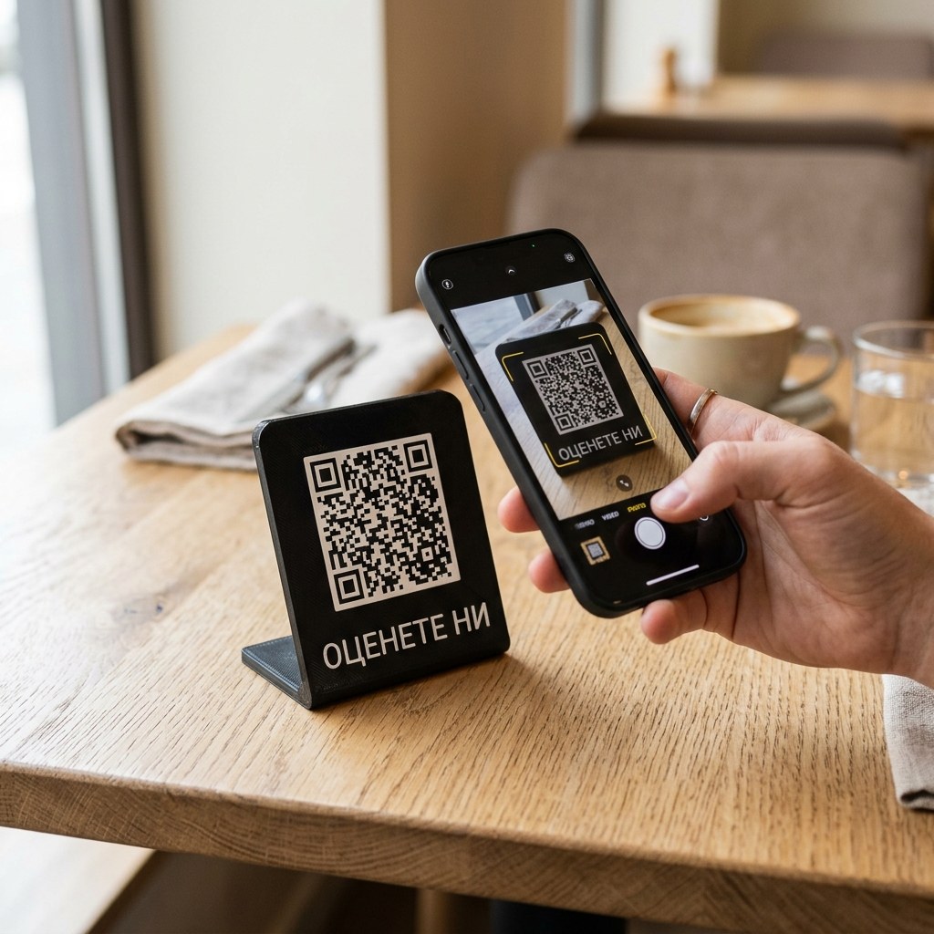 QR стойка „Оставете ни отзив в Google“